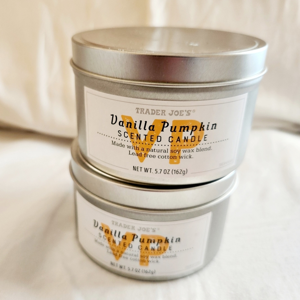 2 Trader Joes Vanilla Pumpkin 20 Hour Burn Time Soy Wax Scented Candle Limited